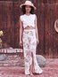 Asymmetrical Casual Pattern Polyester Floral Skirt (Style V102042)