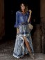 Maxi Asymmetrical Date Night Polyester Floral Skirt (Style V102055)