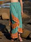 Ankle Length Asymmetrical Pattern Viscose Floral Skirt (Style V102060)