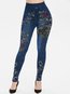 Ankle Length Casual Pattern Polyester Floral Leggings (Style V102081)