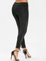 Skinny Fashion Strappy Polyester Plain Leggings (Style V102082)
