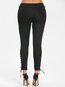 Skinny Fashion Strappy Polyester Plain Leggings (Style V102082)