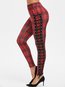 Ankle Length Skinny Pattern Polyester Plaid Leggings (Style V102085)