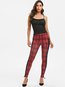 Ankle Length Skinny Pattern Polyester Plaid Leggings (Style V102085)