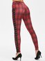 Ankle Length Skinny Pattern Polyester Plaid Leggings (Style V102085)