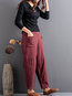 Ankle Length Loose Elegant Pockets Polyester Pants (Style V102175)