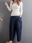 Ankle Length Loose Elegant Pockets Polyester Pants (Style V102175)