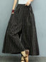 Ankle Length Slow Life Pockets Polyester Striped Pants (Style V102179)