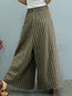 Ankle Length Slow Life Pockets Polyester Striped Pants (Style V102179)