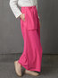 Ankle Length Loose Date Night Button Cotton Pants (Style V102180)