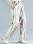 Ankle Length Loose Office Cotton Striped Pants (Style V102181)