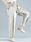 Ankle Length Loose Office Cotton Striped Pants (Style V102181)