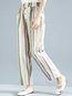 Ankle Length Loose Office Cotton Striped Pants (Style V102181)