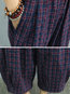 Ankle Length Loose Slow Life Polyester Plaid Pants (Style V102183)