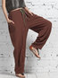 Loose Elegant Pockets Linen Plain Pants (Style V102186)