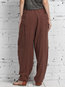 Loose Elegant Pockets Linen Plain Pants (Style V102186)