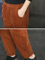Ankle Length Date Night Pockets Corduroy Plain Pants (Style V102187)