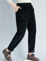 Ankle Length Loose Elegant Pockets Corduroy Pants (Style V102190)