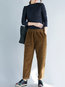 Ankle Length Loose Elegant Pockets Corduroy Pants (Style V102190)