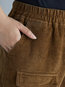 Ankle Length Loose Elegant Pockets Corduroy Pants (Style V102190)