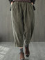 Ankle Length Elegant Pockets Corduroy Plain Pants (Style V102191)