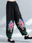 Loose Elegant Patchwork Polyester Plants Pants (Style V102196)