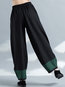 Loose Elegant Patchwork Polyester Plants Pants (Style V102196)