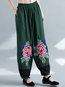 Loose Elegant Patchwork Polyester Plants Pants (Style V102196)