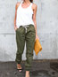 Ankle Length Elegant Pockets Cotton Blends Plain Pants (Style V102200)