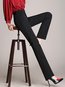 Ankle Length Slim Button Polyester Plain Pants (Style V102203)