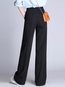 Ankle Length Loose Button Polyester Plain Pants (Style V102207)