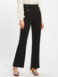 Ankle Length Slim Office Button Polyester Pants (Style V102208)