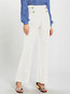 Ankle Length Slim Office Button Polyester Pants (Style V102208)