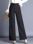 Ankle Length Office Buckle Polyester Plain Pants (Style V102210)