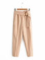 Ankle Length Loose Office Belt Plain Pants (Style V102211)