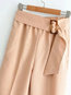 Ankle Length Loose Office Belt Plain Pants (Style V102211)
