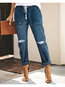 Ankle Length Loose Worn Denim Plain Jeans (Style V102214)