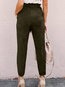 Ankle Length Loose Belt Polyester Plain Pants (Style V102220)