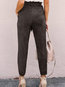 Ankle Length Loose Belt Polyester Plain Pants (Style V102220)