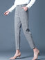 Ankle Length Office Pattern Polyester Plaid Pants (Style V102237)