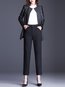 Ankle Length Slim Office Button Plain Pants (Style V102241)