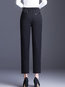 Ankle Length Slim Office Button Plain Pants (Style V102241)