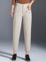 Slim Office Button Polyester Plain Pants (Style V102243)