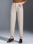 Slim Office Button Polyester Plain Pants (Style V102243)