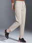 Slim Office Button Polyester Plain Pants (Style V102243)