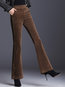 Slim Elegant Pockets Polyester Plain Pants (Style V102245)
