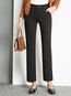 Ankle Length Slim Office Button Cotton Pants (Style V102247)