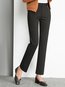 Ankle Length Slim Office Button Cotton Pants (Style V102247)