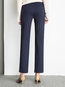 Ankle Length Slim Office Button Cotton Pants (Style V102247)