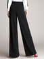 Loose Office Button Polyester Plain Pants (Style V102250)
